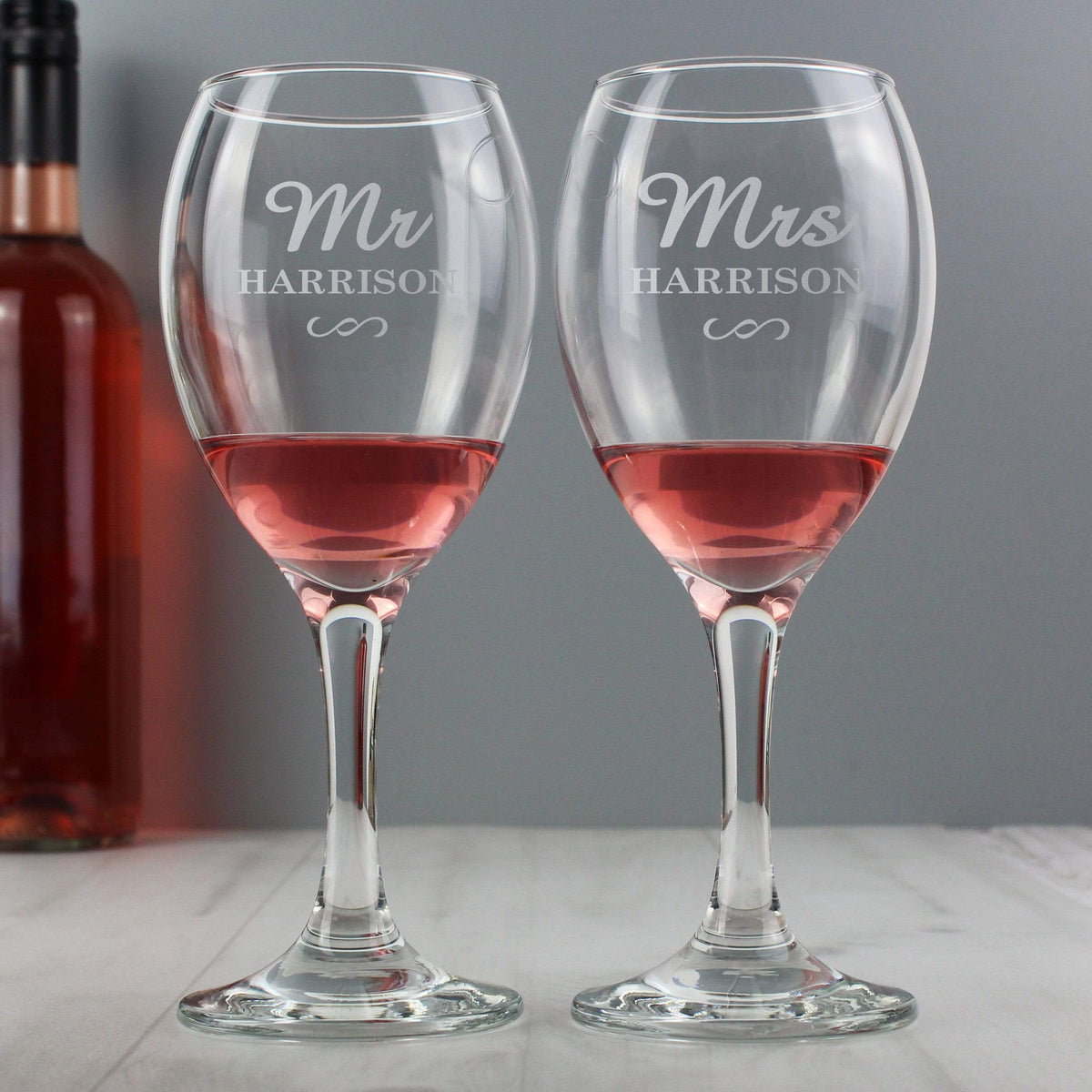 Personalised Memento Glasses & Barware Personalised Mr & Mrs Wine Glass Set