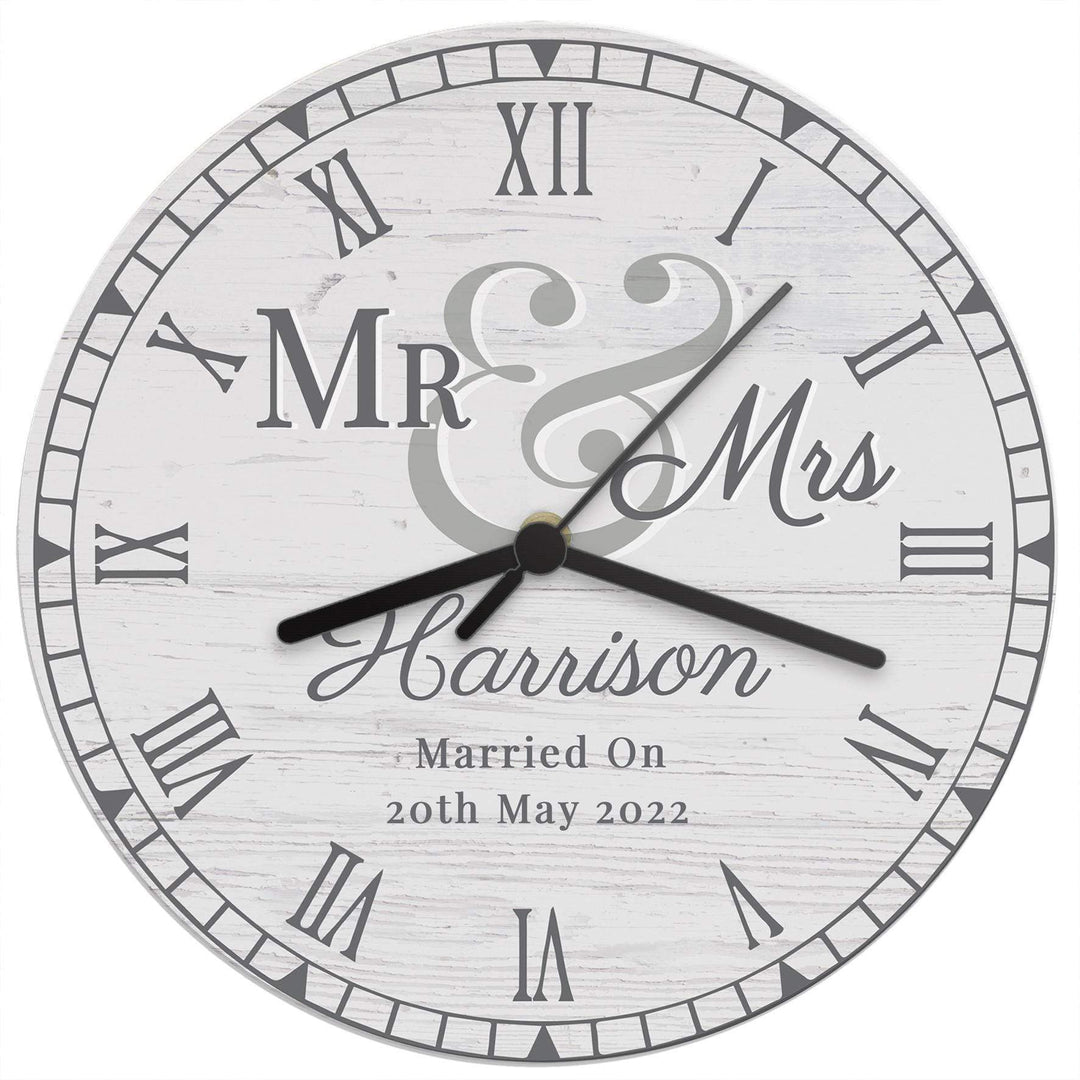 Personalised Memento Personalised Mr &amp; Mrs Wooden Clock