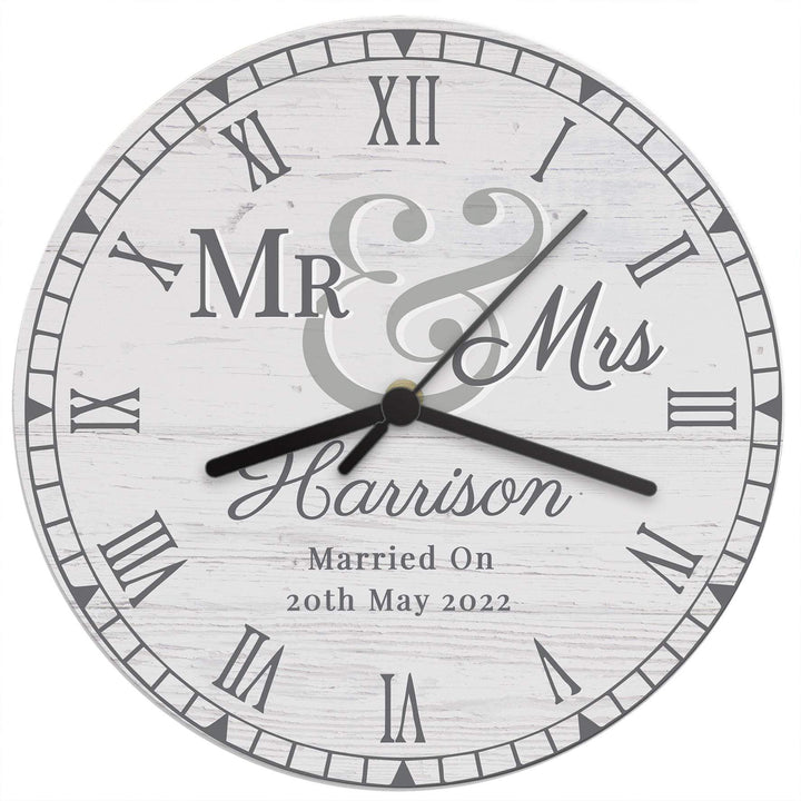 Personalised Memento Personalised Mr &amp; Mrs Wooden Clock