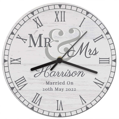 Personalised Memento Personalised Mr & Mrs Wooden Clock
