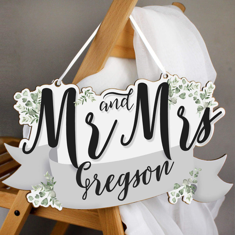 Personalised Memento Personalised Mr & Mrs Wooden Hanging Decoration
