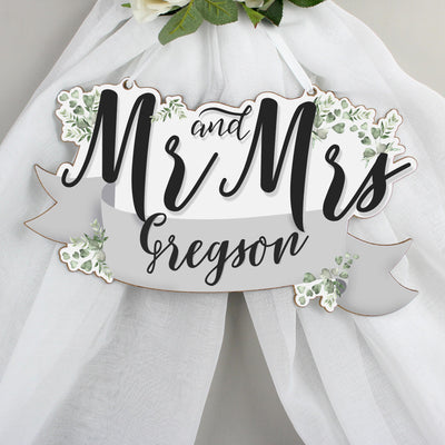 Personalised Memento Personalised Mr & Mrs Wooden Hanging Decoration