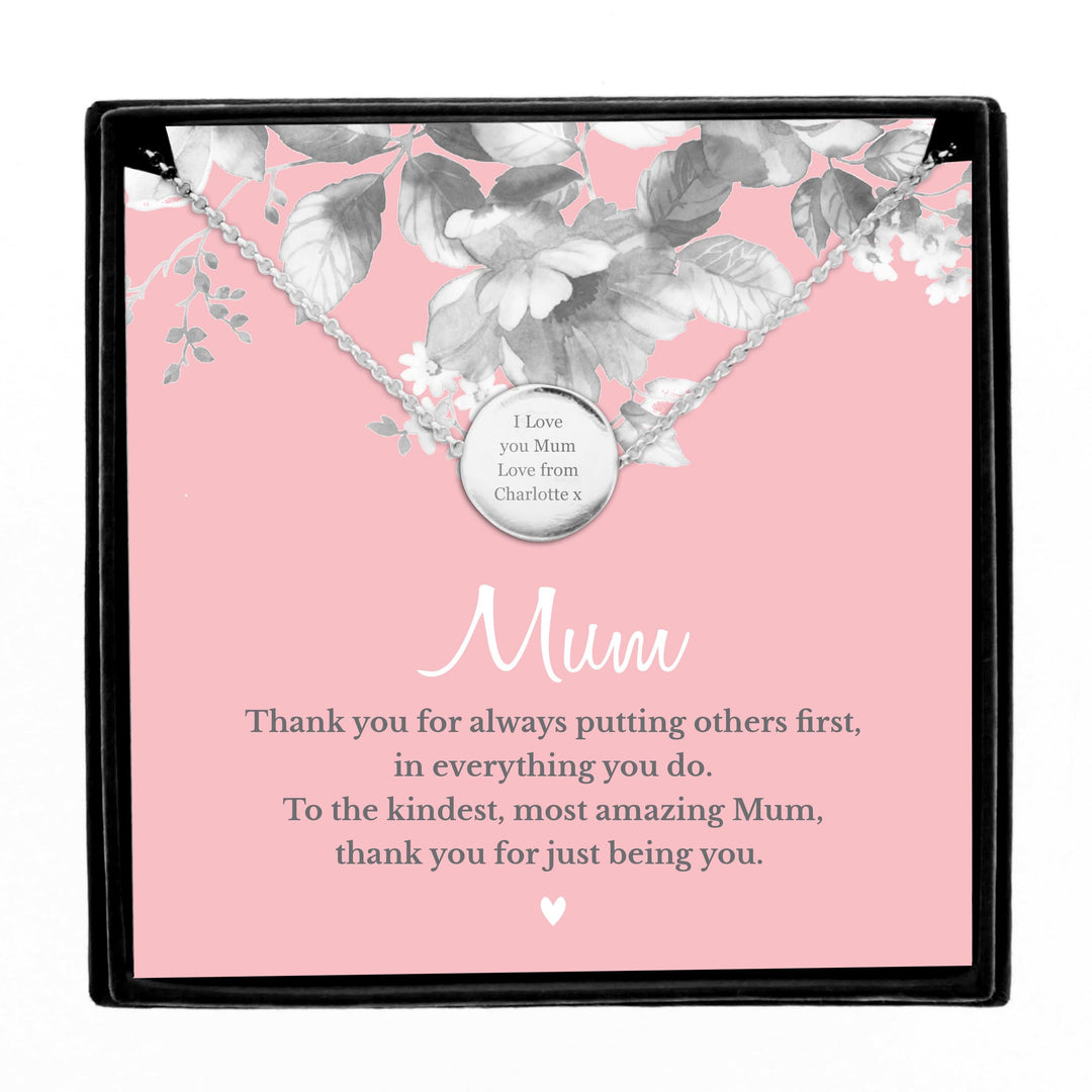 Personalised Memento Jewellery Personalised Mum Sentiment Silver Tone Necklace and Box