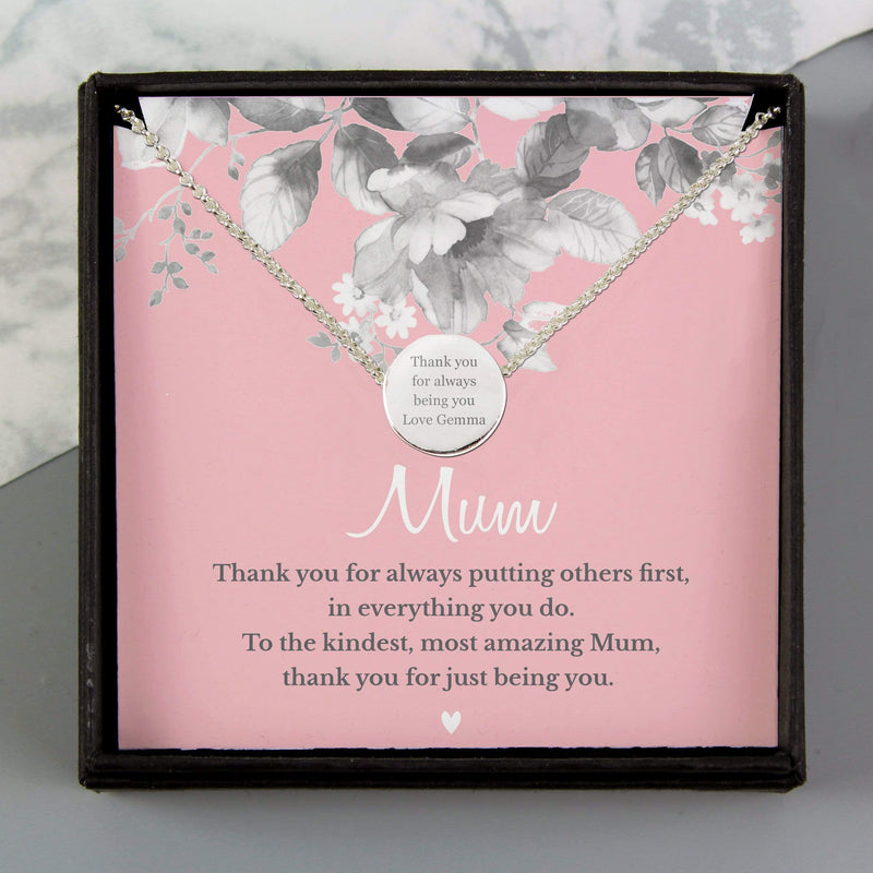 Personalised Memento Jewellery Personalised Mum Sentiment Silver Tone Necklace and Box
