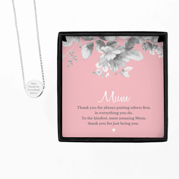 Personalised Memento Jewellery Personalised Mum Sentiment Silver Tone Necklace and Box