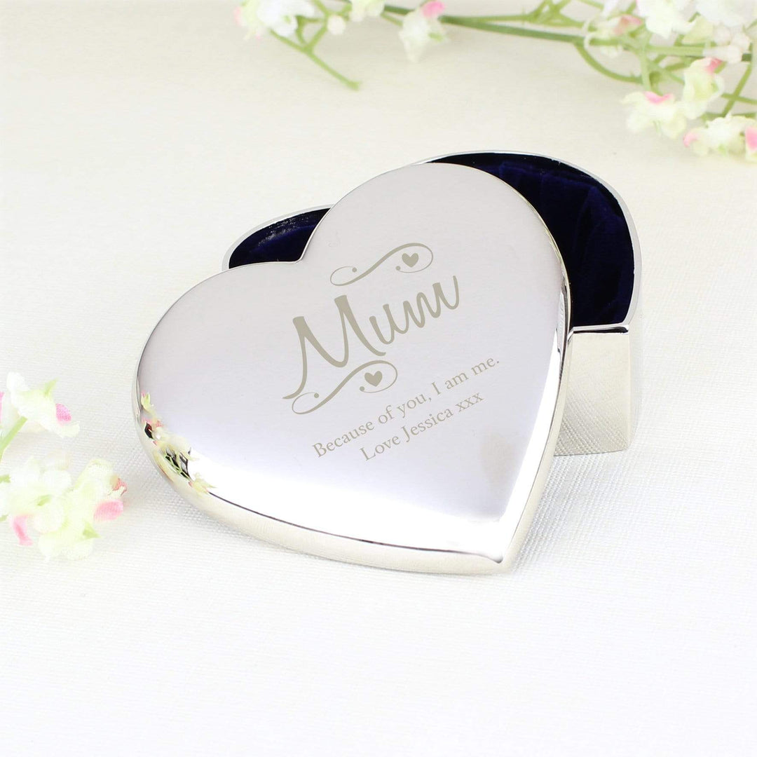 Personalised Memento Trinket, Jewellery &amp; Keepsake Boxes Personalised Mum Swirls &amp; Hearts Trinket Box