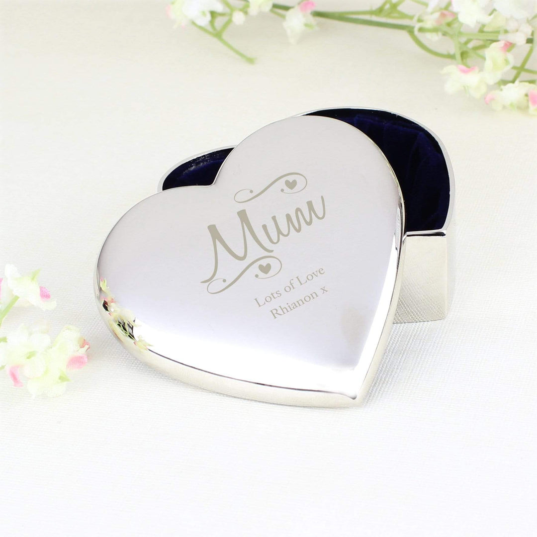 Personalised Memento Trinket, Jewellery &amp; Keepsake Boxes Personalised Mum Swirls &amp; Hearts Trinket Box
