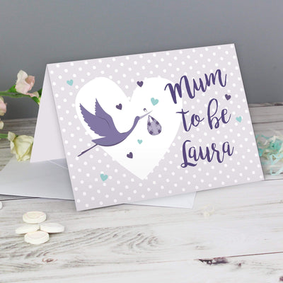 Personalised Memento Greetings Cards Personalised Mum to Be Stork Card