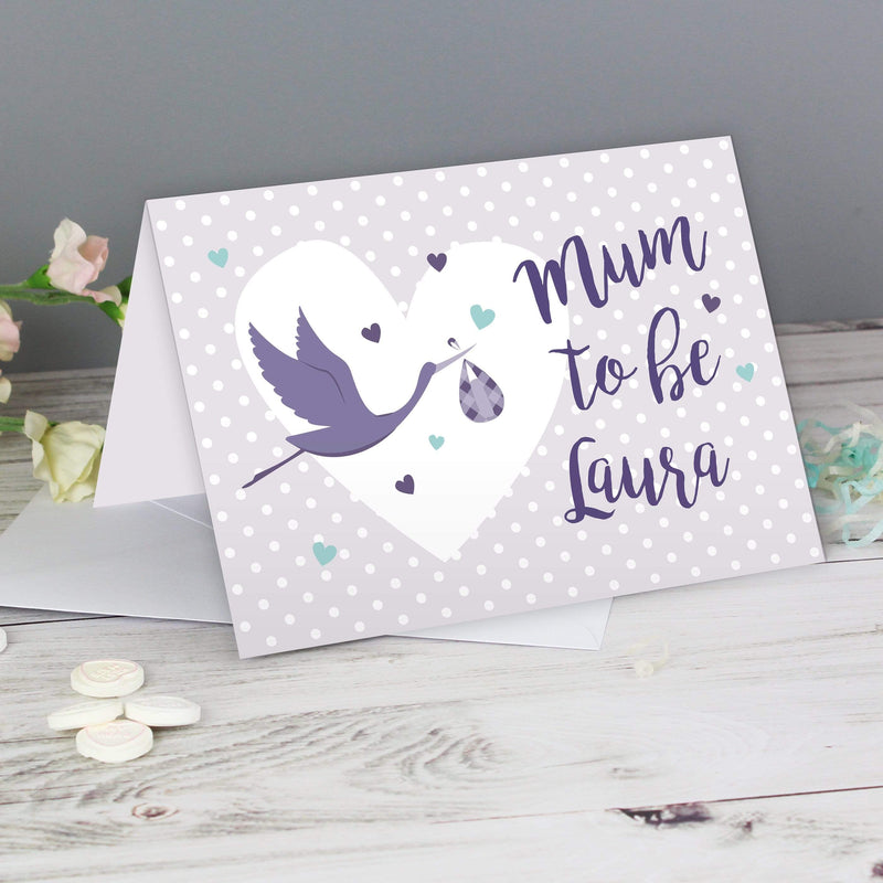 Personalised Memento Greetings Cards Personalised Mum to Be Stork Card