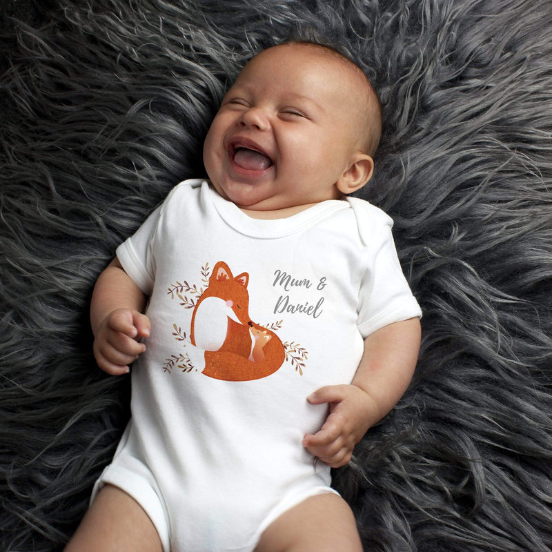 Personalised Memento Clothing Personalised Mummy and Me Fox 0-3 Months Baby Vest