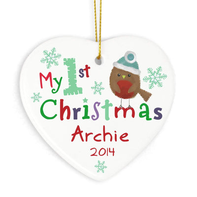 Personalised Memento Hanging Decorations & Signs Personalised My 1st Christmas Ceramic Heart