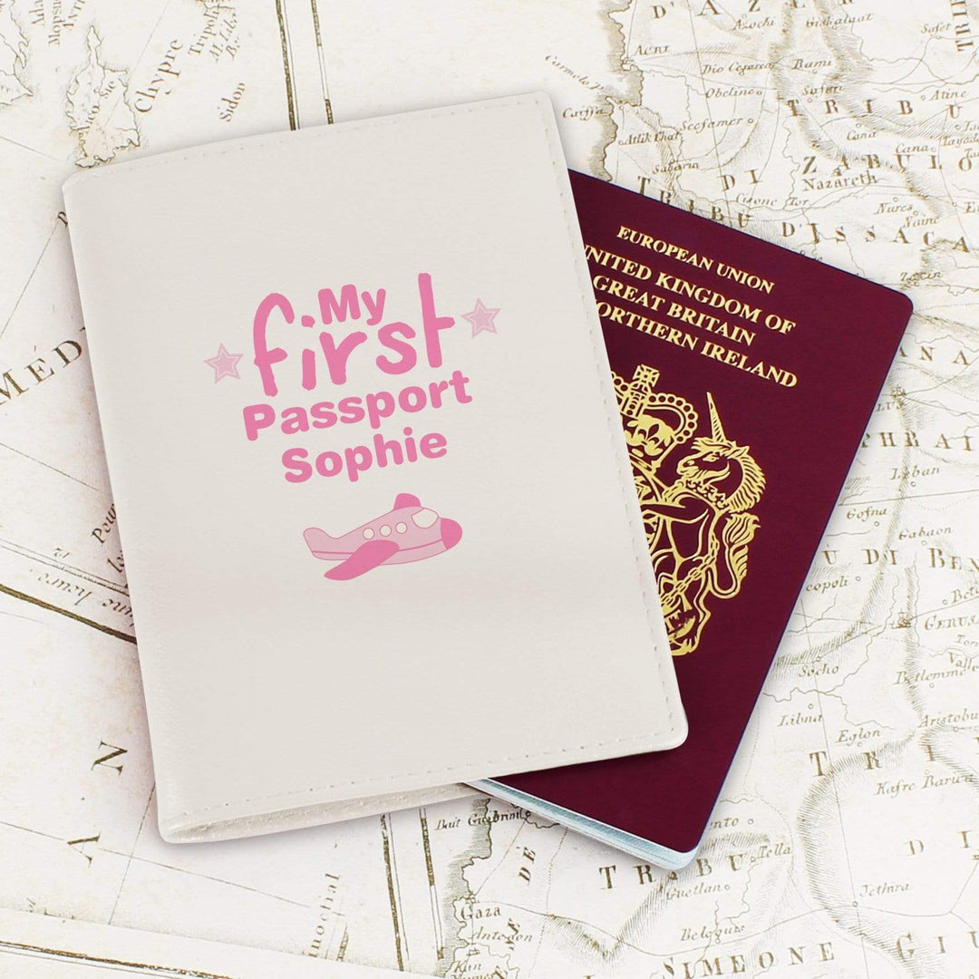 Personalised Memento Leather Personalised My First Cream Passport Holder