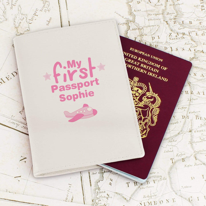 Personalised Memento Leather Personalised My First Cream Passport Holder