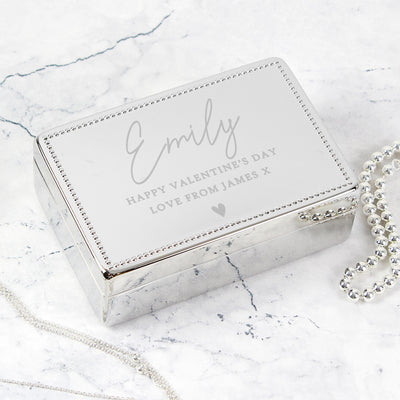 Personalised Memento Personalised Name and Message Rectangular Jewellery Box