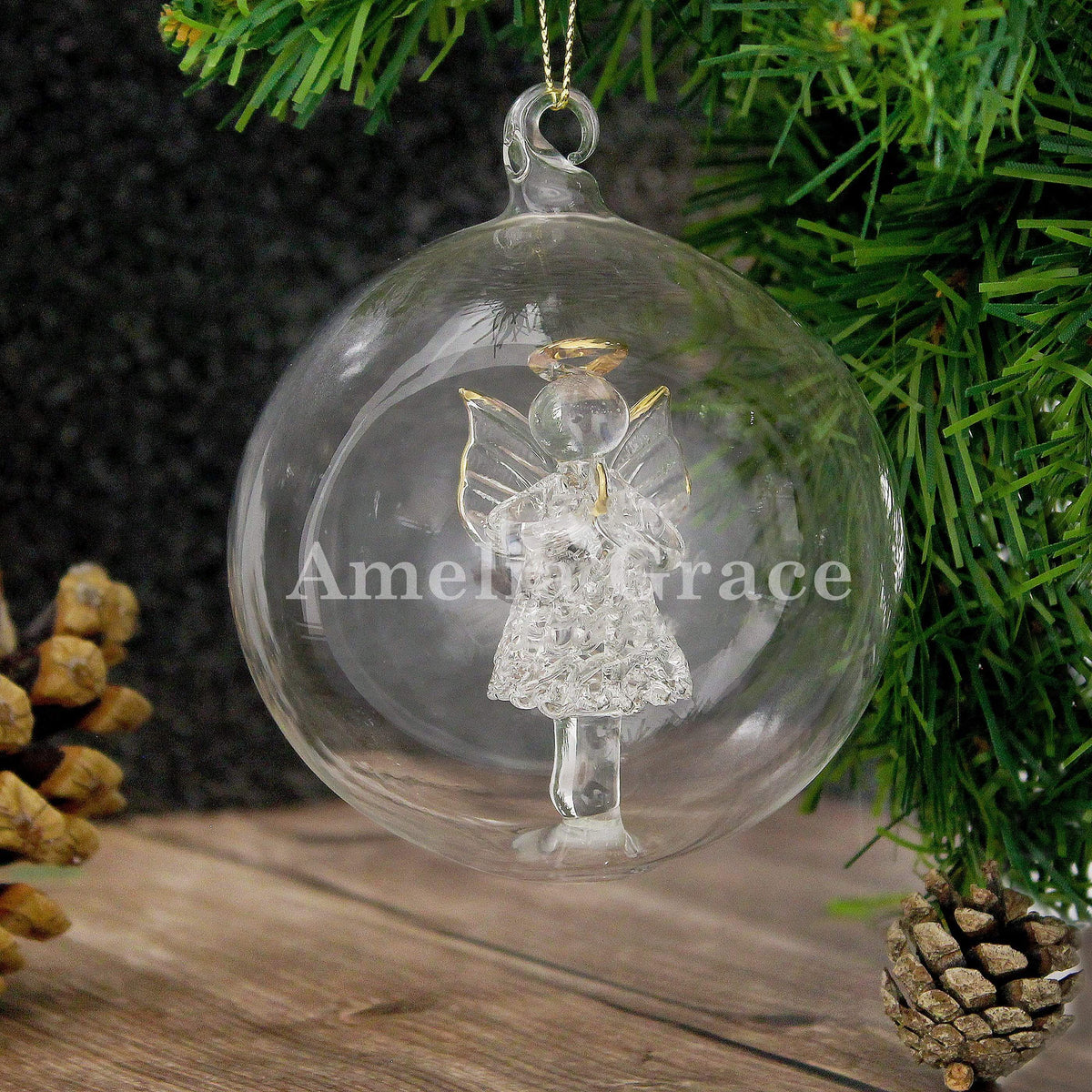Personalised Memento Christmas Decorations Personalised Name Only Angel Glass Bauble