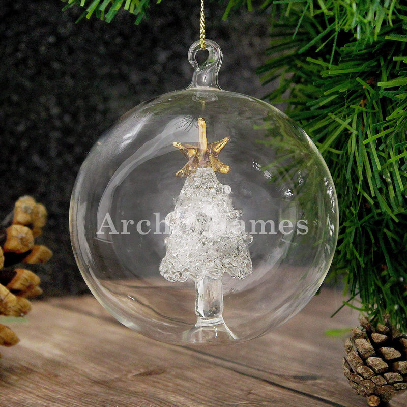 Personalised Memento Christmas Decorations Personalised Name Only Christmas Tree Glass Bauble