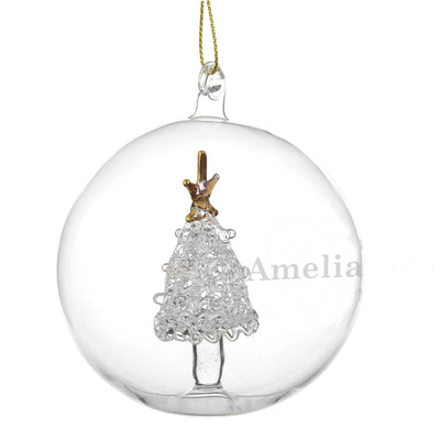 Personalised Memento Christmas Decorations Personalised Name Only Christmas Tree Glass Bauble