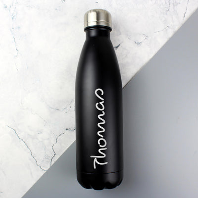 Personalised Memento Personalised Name Only Island Black Metal Insulated Drinks Bottle
