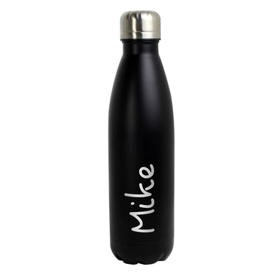 Personalised Memento Personalised Name Only Island Black Metal Insulated Drinks Bottle