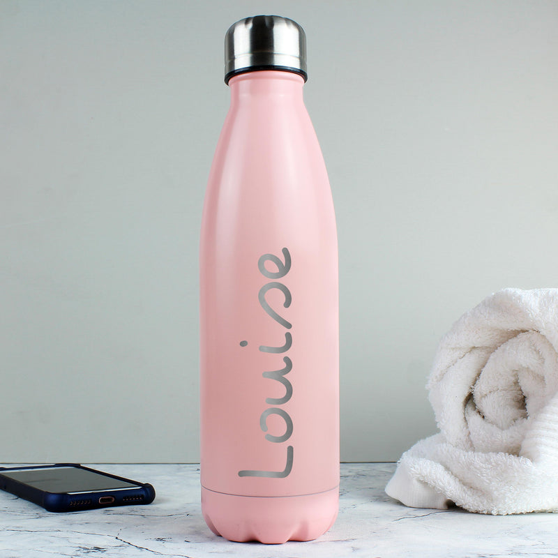 Personalised Memento Personalised Name Only Island Pink Metal Insulated Drinks Bottle