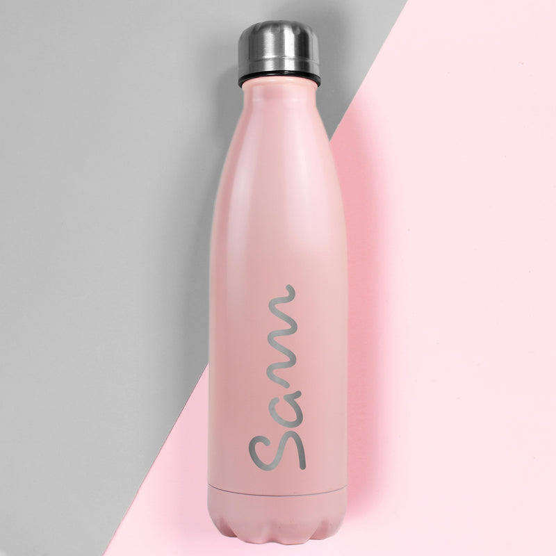 Personalised Memento Personalised Name Only Island Pink Metal Insulated Drinks Bottle
