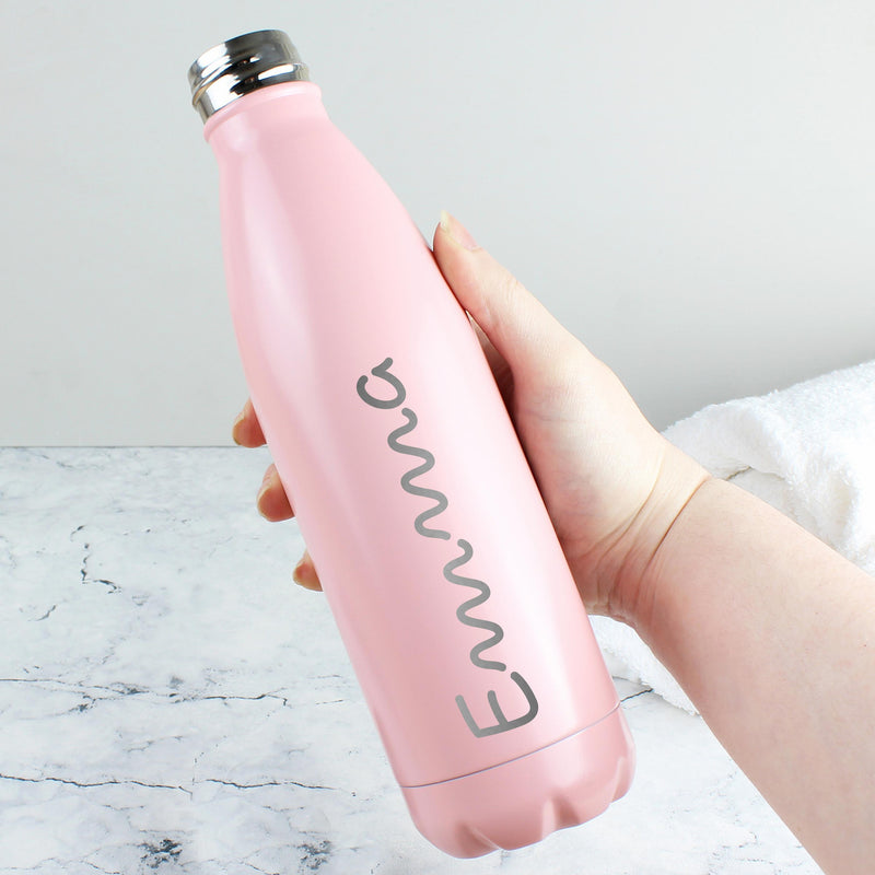Personalised Memento Personalised Name Only Island Pink Metal Insulated Drinks Bottle