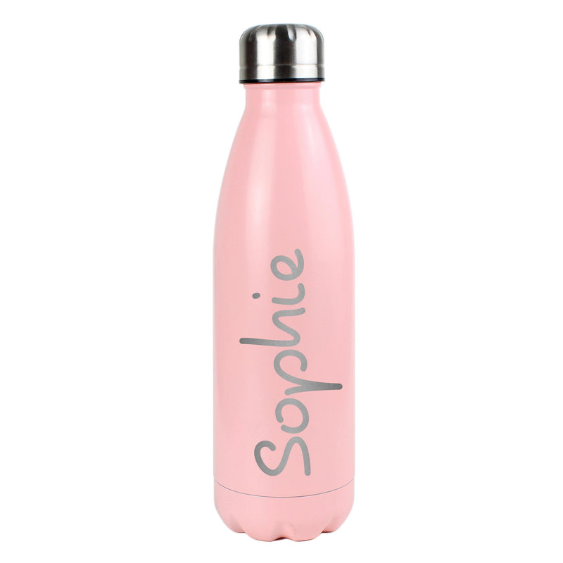 Personalised Memento Personalised Name Only Island Pink Metal Insulated Drinks Bottle