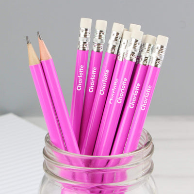 Personalised Memento Stationery & Pens Personalised Name Only Pink Pencils