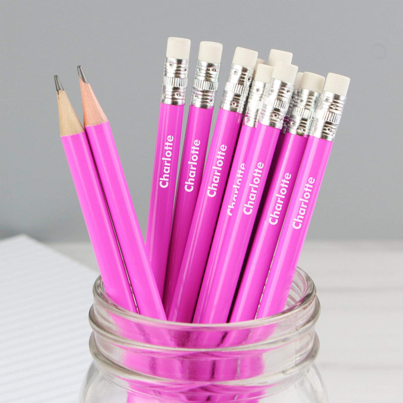 Personalised Memento Stationery & Pens Personalised Name Only Pink Pencils