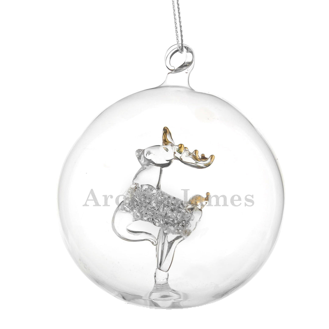 Personalised Memento Christmas Decorations Personalised Name Only Reindeer Glass Bauble