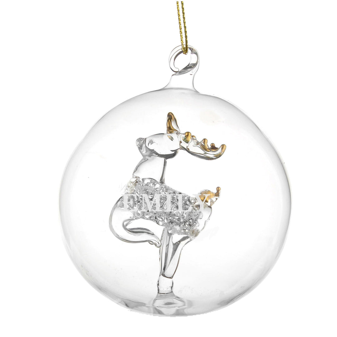 Personalised Memento Christmas Decorations Personalised Name Only Reindeer Glass Bauble