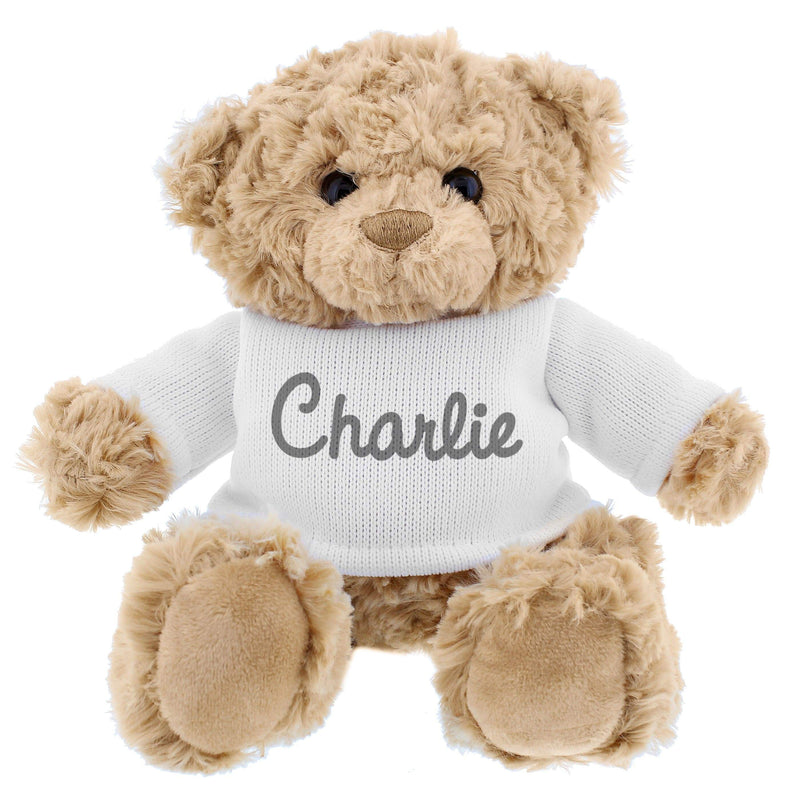 Personalised Memento Plush Personalised Name Only Teddy Bear  - Grey