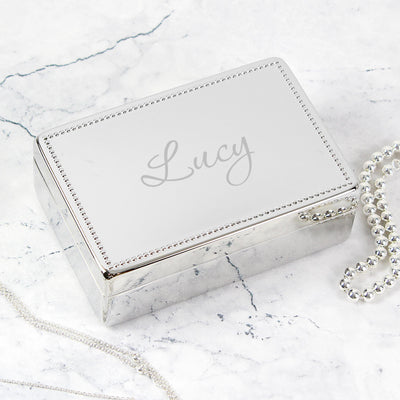 Personalised Memento Personalised Name Rectangular Jewellery Box