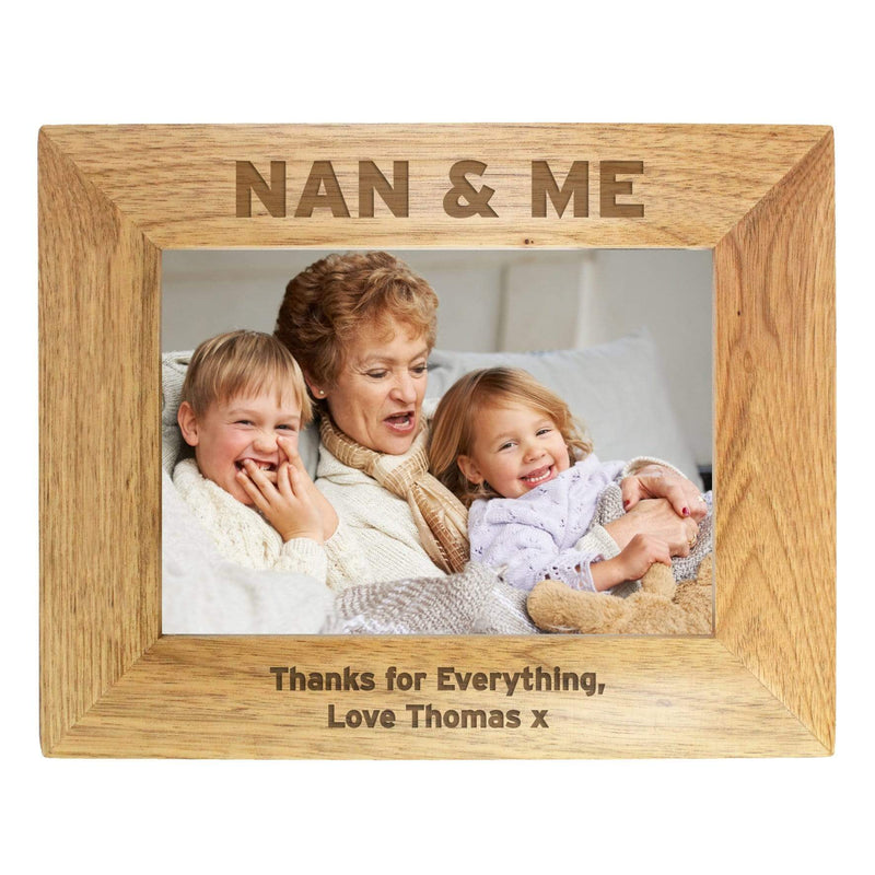 Personalised Memento Wooden Personalised Nan & Me 7x5 Landscape Wooden Photo Frame