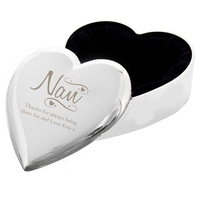 Personalised Memento Trinket, Jewellery & Keepsake Boxes Personalised Nan Swirls & Hearts Trinket Box