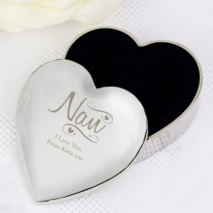 Personalised Memento Trinket, Jewellery &amp; Keepsake Boxes Personalised Nan Swirls &amp; Hearts Trinket Box