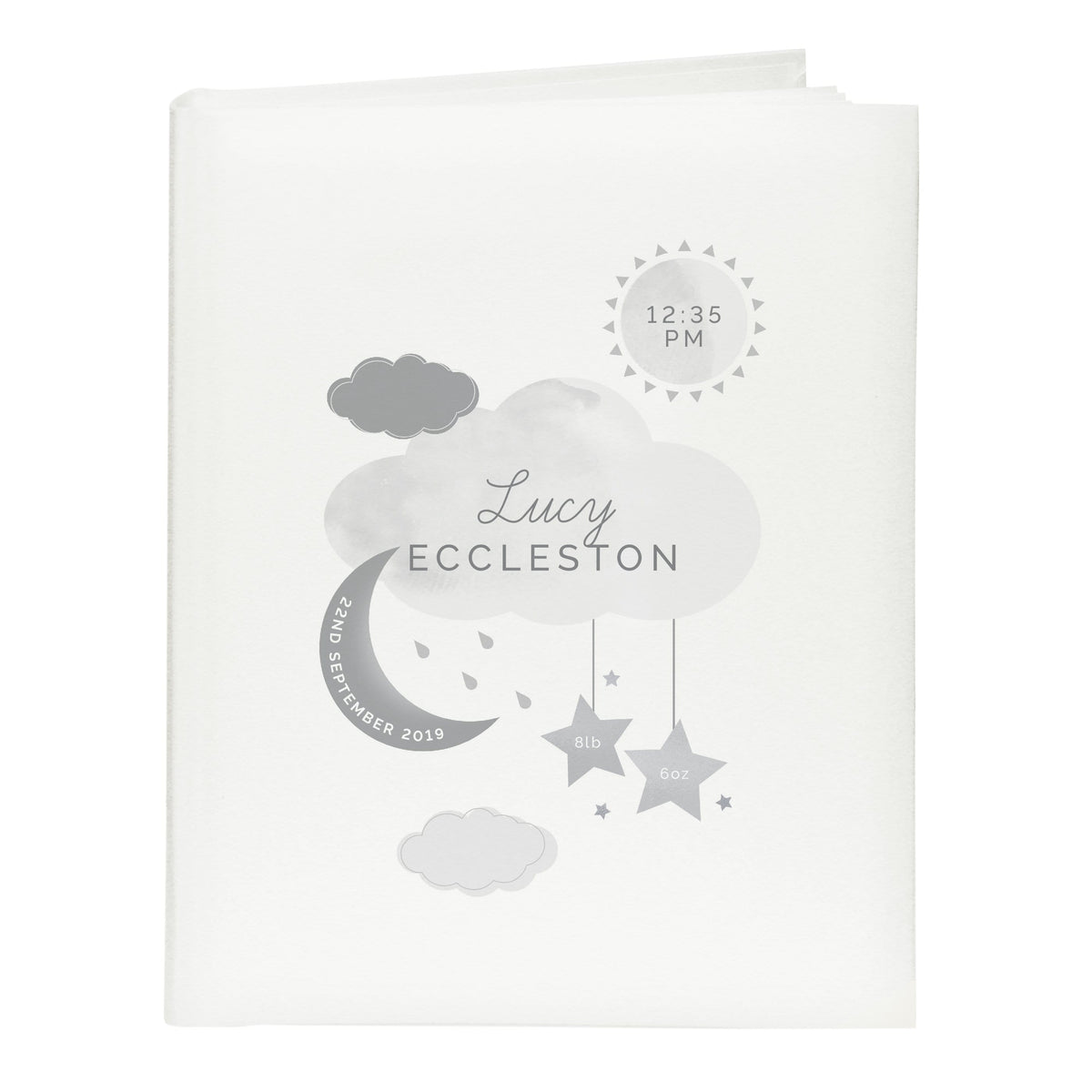 Personalised Memento Photo Frames, Albums and Guestbooks Personalised New Baby Moon & Stars Album with Sleeves