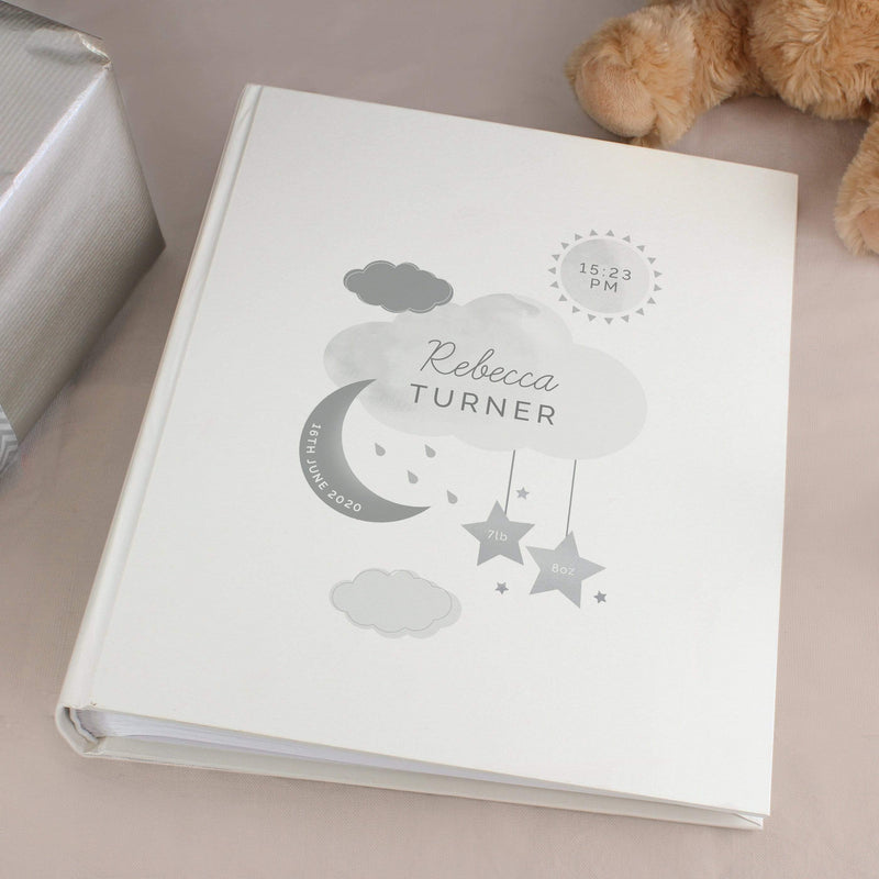 Personalised Memento Photo Frames, Albums and Guestbooks Personalised New Baby Moon & Stars Album with Sleeves