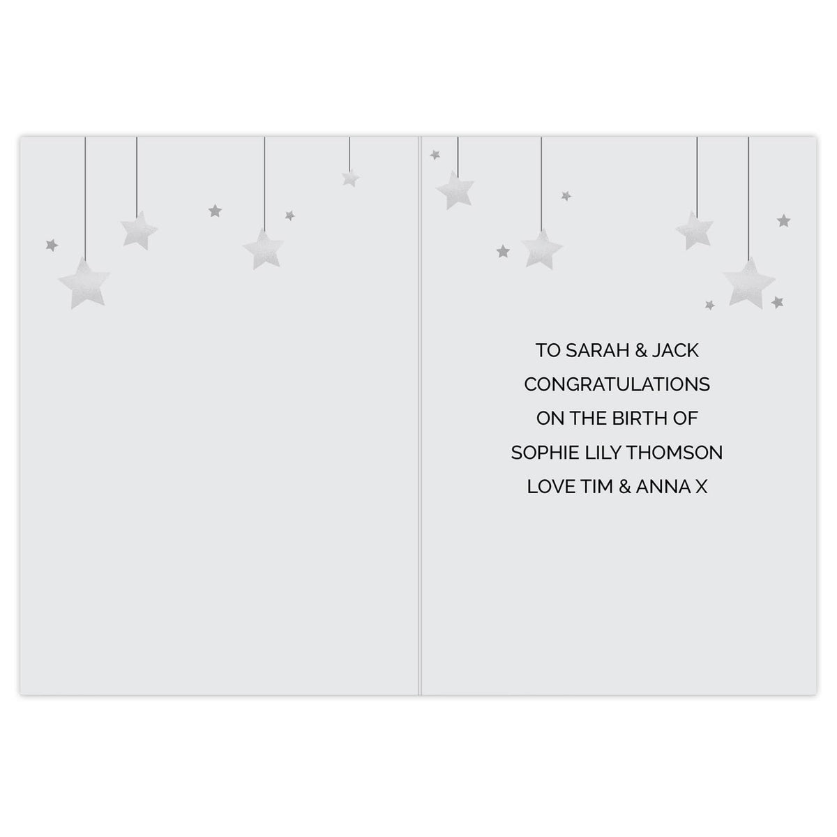 Personalised Memento Greetings Cards Personalised New Baby Moon & Stars Card