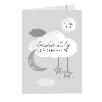 Personalised Memento Greetings Cards Personalised New Baby Moon & Stars Card