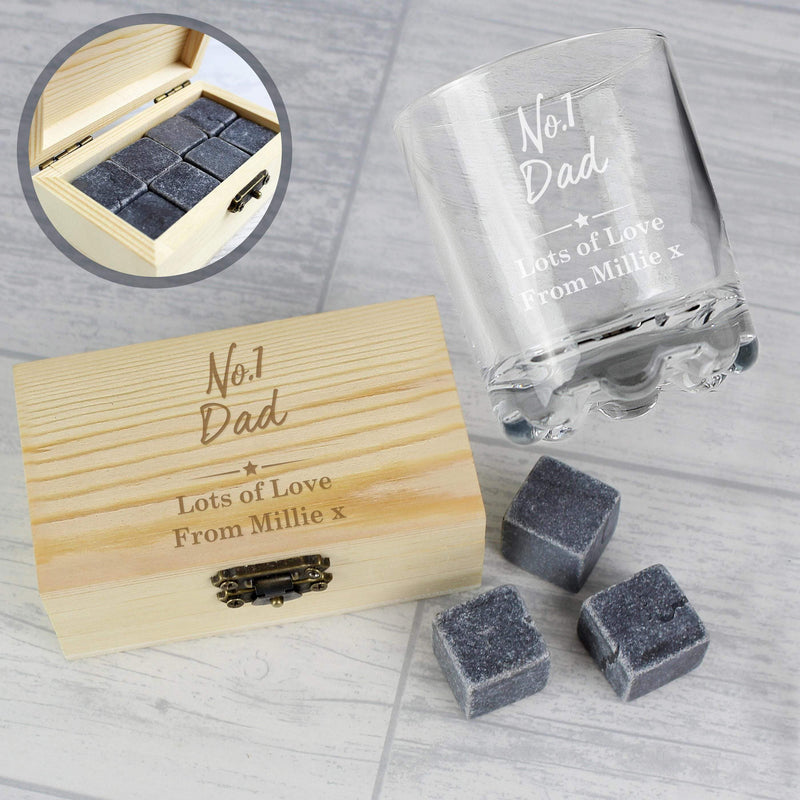 Personalised Memento Personalised No.1 Cooling Stones & Glass Set