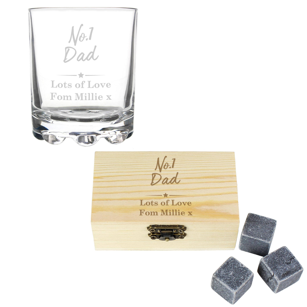 Personalised Memento Personalised No.1 Cooling Stones & Glass Set