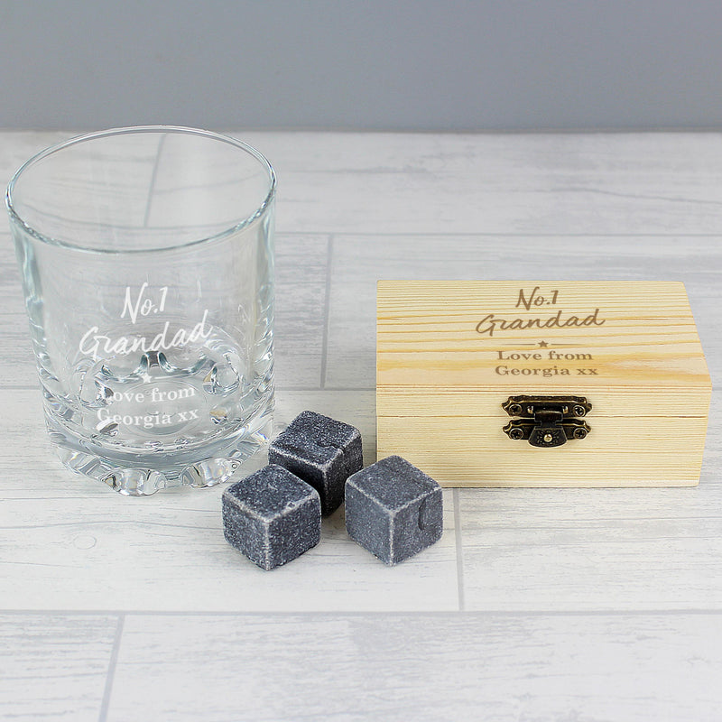Personalised Memento Personalised No.1 Cooling Stones & Glass Set