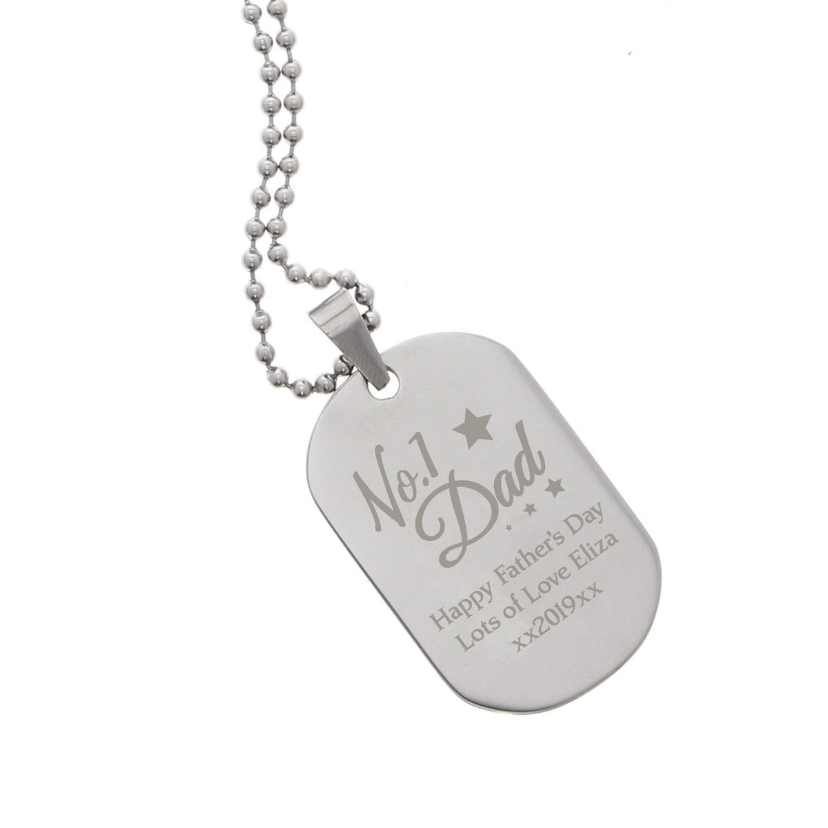 Personalised Memento Jewellery Personalised No.1 Dad Stainless Steel Dog Tag Necklace