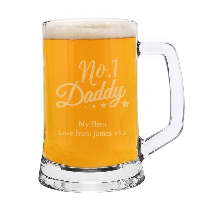 Personalised Memento Glasses &amp; Barware Personalised No.1 Daddy Glass Pint Stern Tankard