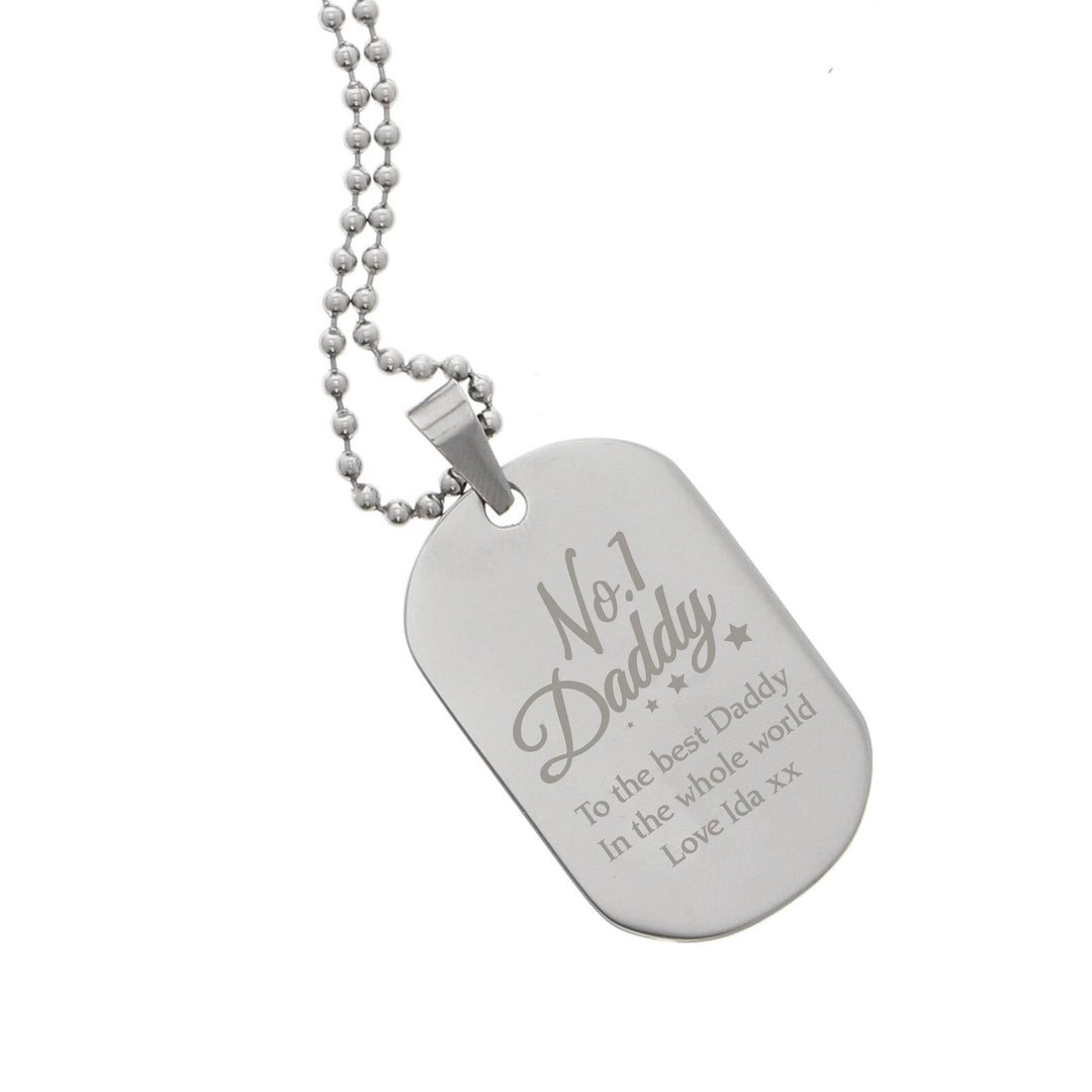 Personalised Memento Jewellery Personalised No.1 Daddy Stainless Steel Dog Tag Necklace