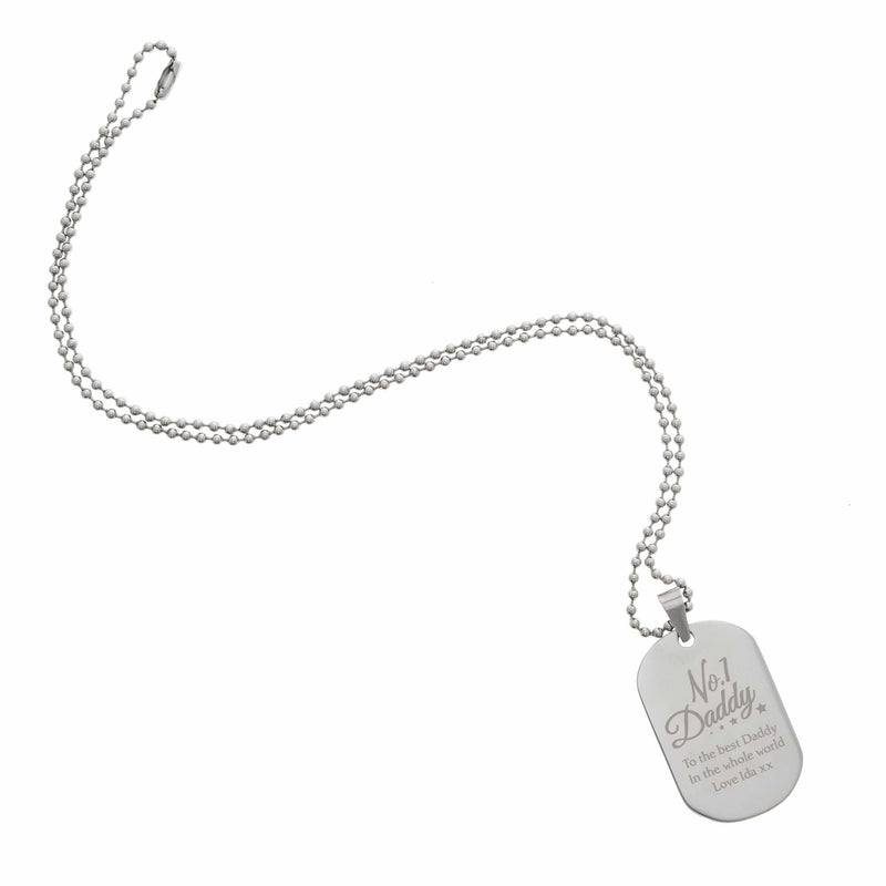 Personalised Memento Jewellery Personalised No.1 Daddy Stainless Steel Dog Tag Necklace