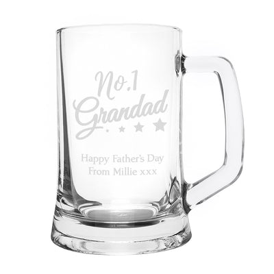 Personalised Memento Glasses & Barware Personalised No.1 Grandad Glass Pint Stern Tankard