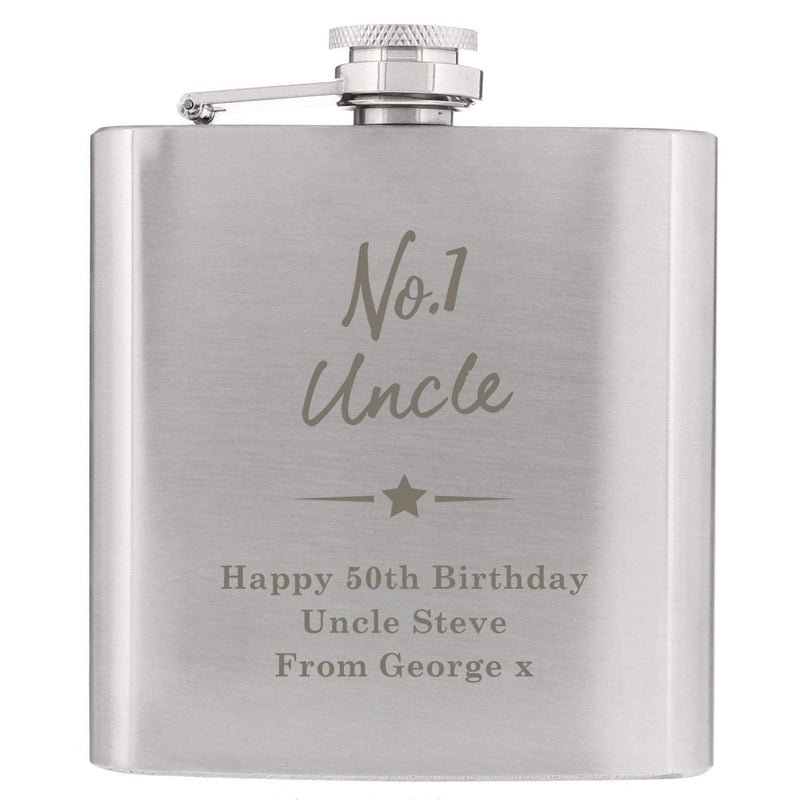 Personalised Memento Glasses & Barware Personalised No.1 Hip Flask