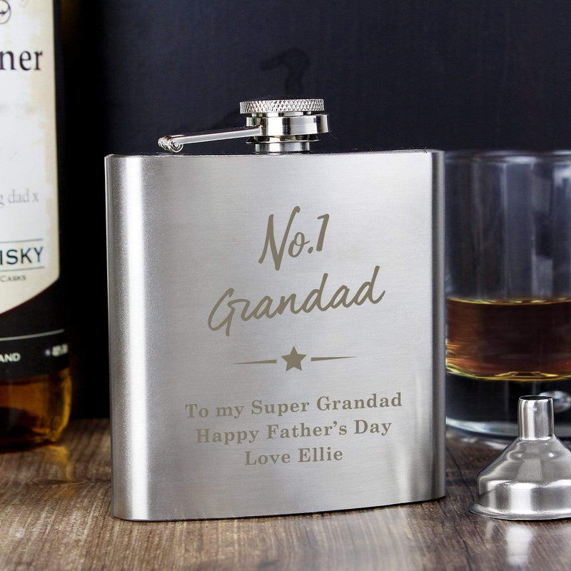 Personalised Memento Glasses & Barware Personalised No.1 Hip Flask